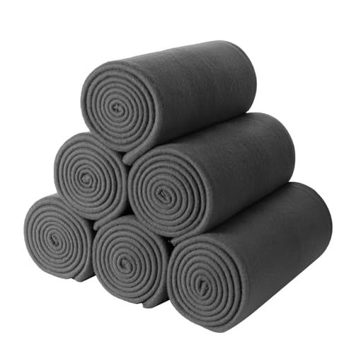 CAI TENG Fleece Throw Blanket Pack of 6 Blankets Bulk for Couch Bed 50x60 Kids Blanket Polar Fleece Fabric Soft Cozy Travel Blankets Lightweight Small Throws Wedding Gifts Yard Dark Grey