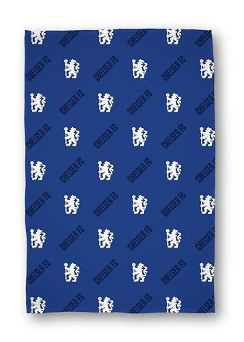 Chelsea FC Officially Licensed Fleece Throw Blanket - Super Soft, Football Geometric Design - Warm Super Soft Feel Blue Throw - Perfect for Home, Bedroom, Sleepovers & Camping