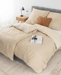 lionto dibea Renforcé Reversible Bed Linen Made of 100% Cotton, 155 x 220 cm, Pillowcase 80 x 80 cm, 4-Piece Bed Linen for All Seasons, Easy to Clean and Dimensionally Stable, Includes Oeko-Tex