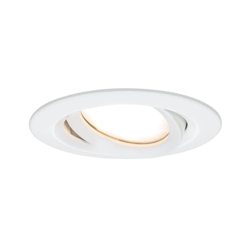 Paulmann LED Downlight Nova Plus Coin Single Light Swivelling IP65 Round 93mm 30° Coin 6W 470lm 230V dimmable 2700K Matt White 93681