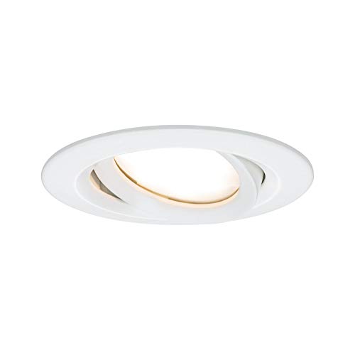 Paulmann LED Downlight Nova Plus Coin Single Light Swivelling IP65 Round 93mm 30° Coin 6W 470lm 230V dimmable 2700K Matt White 93681