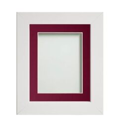 Frame Company Watson White Picture Photo Frame fitted with Perspex, 7x5 inch with Plum Mount for image size 5x3 inch