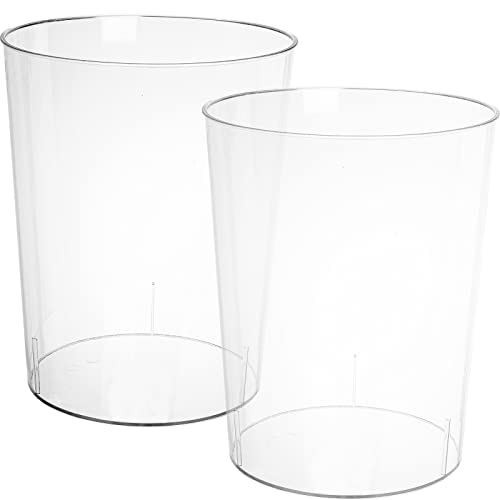 "Okllen 2 Pack Plastic Waste Basket, Clear Round Trash Can Small Wastebasket Garbage Container Bin for Bathroom, Bedroom, Kitchen, Home, Office, 7.28"" x 8.46"" x 10.55"""