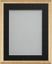 Frame Company Beatrice Range Gold Ornate Wooden Picture Frame With Black Mount, 14x11 for 10x7 *Choice of Mount Colours and Sizes* Fitted with Real Glass