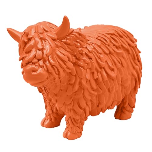 Lesser & Pavey Highland Cow Orange Decor Figurine - Bright Orange Finish, Decorative Style, Artistic Shelf Accent, Stable Base, Ideal for Home and Office Decor, Excellent Gift
