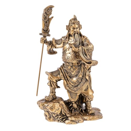 Lachineuse - GuanGong God Figurine – Feng Shui Wealth and Protection – Chinese Deity – Decorative Resin Object – Gold – 22 x 13 x 10 cm – Home or Office Decoration – Chinese and Asian Gift Idea
