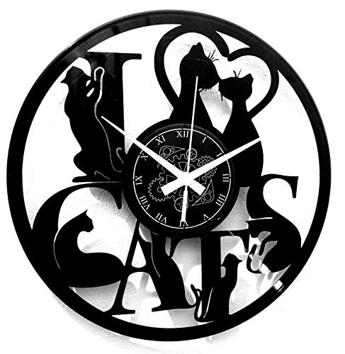 Instant Karma Clocks - I Love Cats Wall Clock - Decorative Feline Typography Art - Silent Quartz Movement - Perfect for Cat Enthusiasts and Animal Lovers