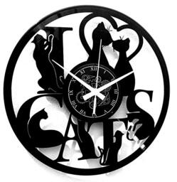 Instant Karma Clocks - I Love Cats Wall Clock - Decorative Feline Typography Art - Silent Quartz Movement - Perfect for Cat Enthusiasts and Animal Lovers