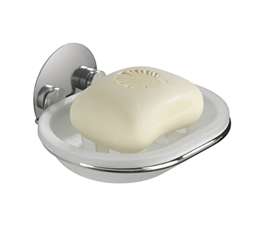 Wenko 18776100 TurboLoc soap Dish Fixing Without Drilling, Metal Steel, 13 x 6 x 11 cm, Chrome