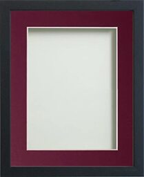 Frame Company Jellybean Range Black Wooden 9x7 inch Picture Photo Frame with Plum Mount for Image 7x5 inch * Choice of Colours & Sizes* Fitted with Perspex