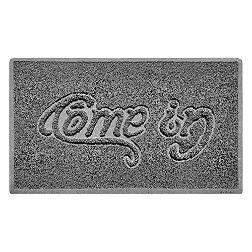 Nicoman COME-IN Embossed Shape Door Mat Dirt-Trapper Jet-Washable Doormat-(Use Outdoor ONLY)- (75x44cm/29.5x17.3inches, Medium) Grey