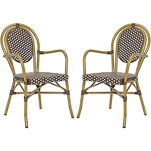 SAFAVIEH Poly-Rattan Outdoor Dining Chairs - Set of 2, in Brown and White