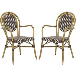 SAFAVIEH Poly-Rattan Outdoor Dining Chairs - Set of 2, in Brown and White