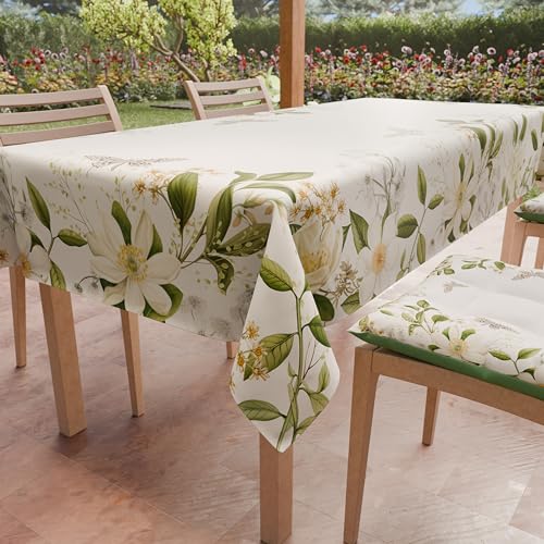 PETTI Artigiani Italiani - Stain Resistant Tablecloth Rectangular 140x240 cm 12 Seats, Wipe Clean Microfibre Kitchen Table Cover, Floral Design Wildflowers, 100% Made in Italy