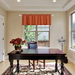 DECOVSUN Burnt Orange Valance - Rust Valance for Windows, 72x18 Inch Solid Blackout Rod Pocket Kitchen Short Curtain Toppers for Bathroom, Living Room, Terracotta