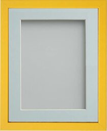 Frame Company Jellybean Range Mustard Yellow Wooden 9x7 inch Picture Photo Frame with Light Blue Mount for Image 6x4 inch * Choice of Colours & Sizes* Fitted with Perspex