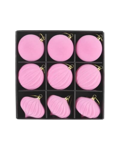 WeRChristmas Set of 25 Pink Velvet Christmas Baubles, 6cm & 8cm
