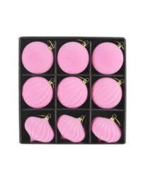 WeRChristmas Set of 25 Pink Velvet Christmas Baubles, 6cm & 8cm