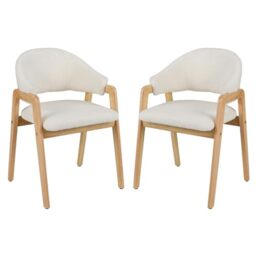 GiantexUK Dining Chairs Set of 2, Padded Kitchen Chairs with Rubber Wood Frame, Sherpa Fabric Upholstered Reception Chairs for Dining Room Living Room