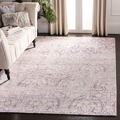 Safavieh Glam Indoor Woven Rectangle Area Rug, Passion Collection, PAS403, in Lavender / Ivory, 201 X 279 cm for Living Room, Bedroom or Any Indoor Space