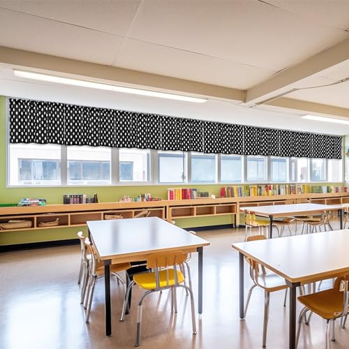 Hahafelt 8 Pcs Classroom Curtains Black and White Polka Dot Window Valances Curtains 54 W x 18 L Simple Rod Pocket Back to School Window Treatment for Classroom Living Room Bedroom Kitchen