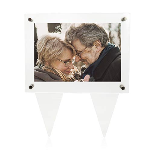 Suaific 5x7 Waterproof Picture Frame for Grave - Acrylic Outdoor Memorial Cemetery Decorations Garden Marker