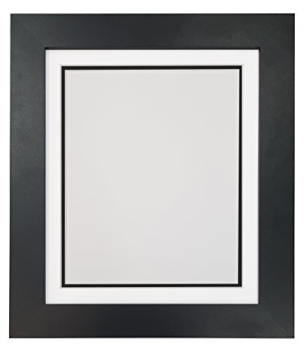 Metro Black Photo Picture Poster Frame with Double White on Black Mount 40 x 30 for Image Size 30 x 20 inch