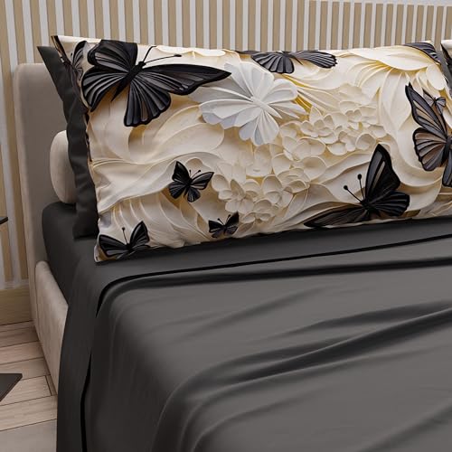 PETTI Artigiani Italiani - Cotton Sheets with Pillowcases in Digital Print, Single Bed Sheet, Single Bed Set, Mariposa-05, 100% Made in Italy