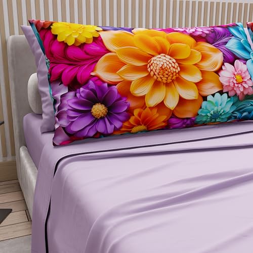 PETTI Artigiani Italiani - Cotton Sheets with Pillowcases in Digital Print, Single Bed Sheet, Single Bed Set, Floral 12 Lilac, 100% Made in Italy