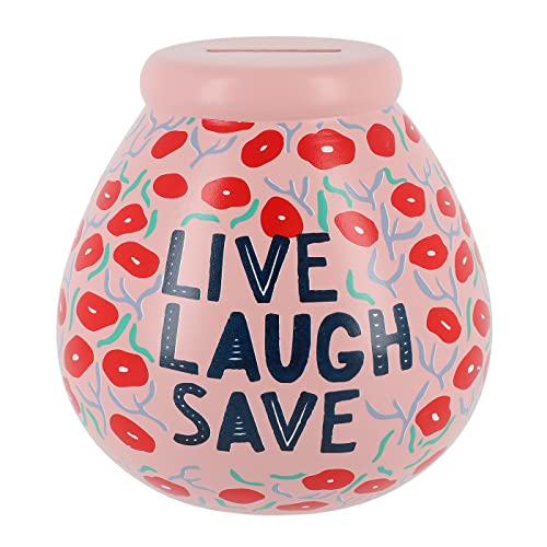 Pot Of Dreams Ceramic Money Pot Smash Money Box Savings Jar - Live Laugh Save Fund