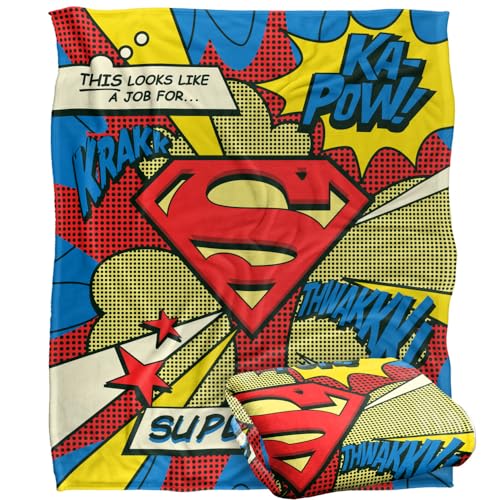 SUPERMAN Blanket, 152 x 127 cm Pop Art Blast Symbol Silky Touch Super Soft Throw Blanket
