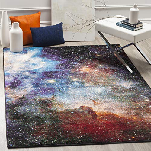 Safavieh Contemporary Rug for Living Room, Dining Room, Bedroom - Galaxy Collection, Short Pile, in Purple and Multi, 79 X 152 cm