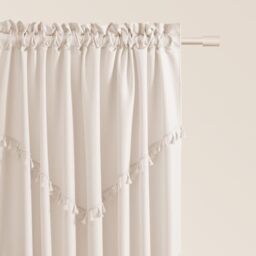 ROOM99 Chloe Curtain with Ruffle Tape, 140 x 280 cm, Width x Height Sliding Curtains, Modern Curtain, Living Room, Bedroom, Light Cream, Pack of 1