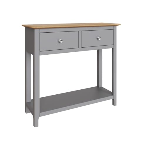 FWStyle Dove Grey 2 Drawer Console Table - H76 x W85 x D30cm