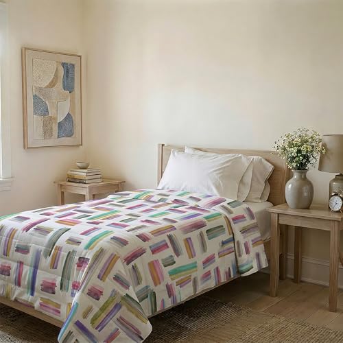 Italian Bed Linen BASIC Line Summer Quilt Made in Italy Printed Soft Microfibre Bedspread – Spring Summer Mid-Season Quilt – Multicoloured, Single 160 x 240 cm