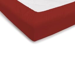 PENSIERI DELICATI Double Bed Sheet 180 x 200 cm, Plain Colour Fitted Sheet +30 Made in 100% Cotton, Made in Italy, Red