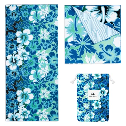 Elite Trend Quick Dry Towel Large 63x31 Inch - Microfiber Beach Towel - Perfect for Beach, Travel, Swimming, Pool, Yoga, Hiking, Camping - Lightweight, Fast Drying, Compact for Adults (Hibi)