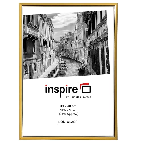 Hampton Frames EASYLOADER Picture Frame 30x40cm Gold, Acrylic Non-Glass, Plastic Foil Wrapped - Wall Mount, Portrait or Landscape - Display for Posters and Photos
