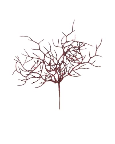 WeRChristmas Burgundy Glitter Coral Christmas Tree Pick, 27cm - 27cm burgundy glitter coral pick with fine branching design for adding sparkle, texture and gentle height to festive displays