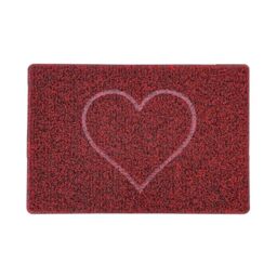 Nicoman HEART Embossed Shape Door Mat-Trapper Jet-Washable Doormat-(Use Indoor or Sheltered Outdoor), Small (60x40cm), Red with Black