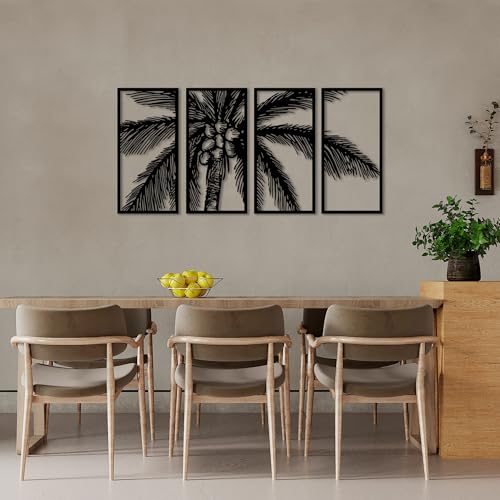 Stylish Black Decorative Metal Wall Accessory (4 Pieces), 34 x 70 cm, 100% Metal, 1.5 mm Thickness, Perfect for Modern Home Decor & Art Display