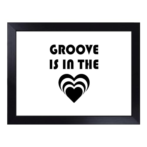 Lap Tray with Bean Bag Cushion, Groove Is in the Heart Typography Quote - Handmade in the UK, Raised Wooden Edge, Padded Cushion, Heat-Resistant Wipe-Clean Surface, for Meals, Laptops and Crafts