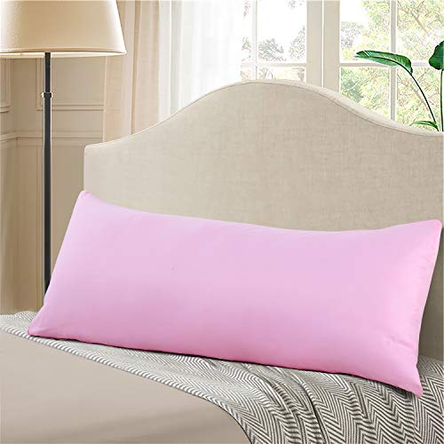 "EVOLIVE Body Pillow Cover 21""x54"", Ultra Soft Microfiber Pillowcase with Hidden Zipper, Breathable, Machine Washable, for Pregnancy & Side Sleepers, Cover Only (21""x54"" Body Pillow Cover, Pink)"