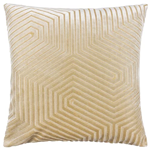 Paoletti Evoke Velvet Cushion Cover – Luxurious Chevron Pattern Decorative Square Cushion Case (Ivory - 45x45cm)