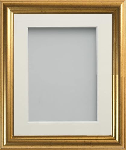Frame Company Eldridge Gold Photo Frame with Ivory Mount, 14x11 for A4, fitted with perspex