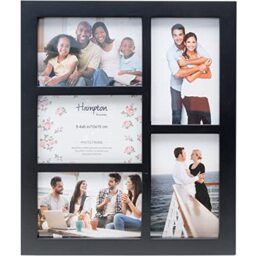 Hampton Frames GALLERY 5 Aperture - 4x6 (10x15cm) Black Multi Aperture Picture Photo Frame Acrylic (Non-Glass) Front GAL46-5APBKP