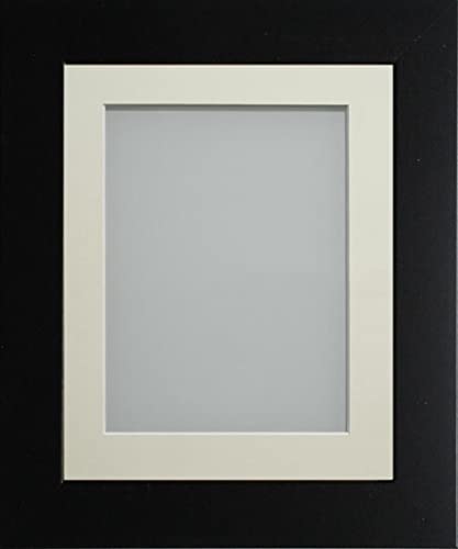 Frame Company Watson Matte Black Picture Photo Frame fitted with Perspex, 10x8 inch with Ivory Mount for image size 7x5 inch