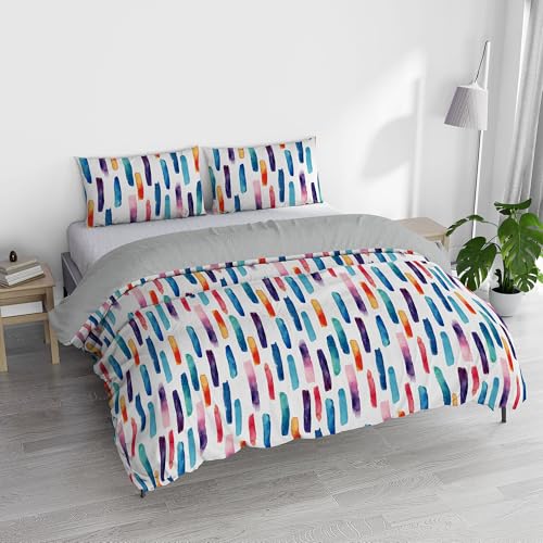 Italian Bed Linen Watercolor Duvet Cover Set with Digital Print, Double, WT 04