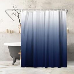 Americanflat 180x200 cm Blue Ombre Shower Curtain - Water-Resistant Long Shower Curtain with Durable Metal Grommets and 12 Hooks - 100% Polyester