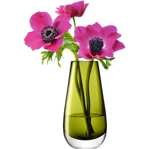 LSA International Flower Colour Bud Vase 14 cm, Olive, Green, H14cm